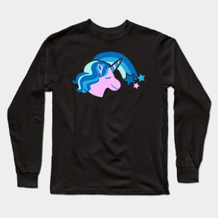 Cute Unicorn with Rainbow (blue/purple) Long Sleeve T-Shirt